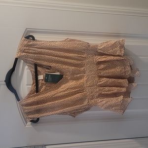 H&M Nude and White blouse size US 12